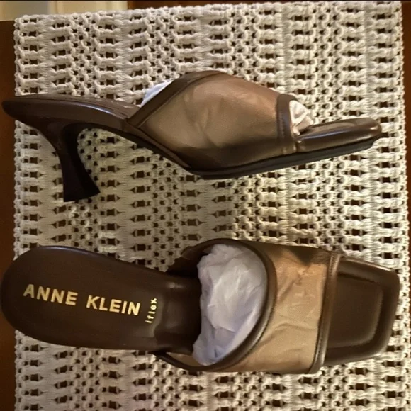 Favorite Brown Kitten Heels Brown Mesh Sandals AK Size 8 NEW IN BOX SOLDOUT NWT - Picture 7 of 16